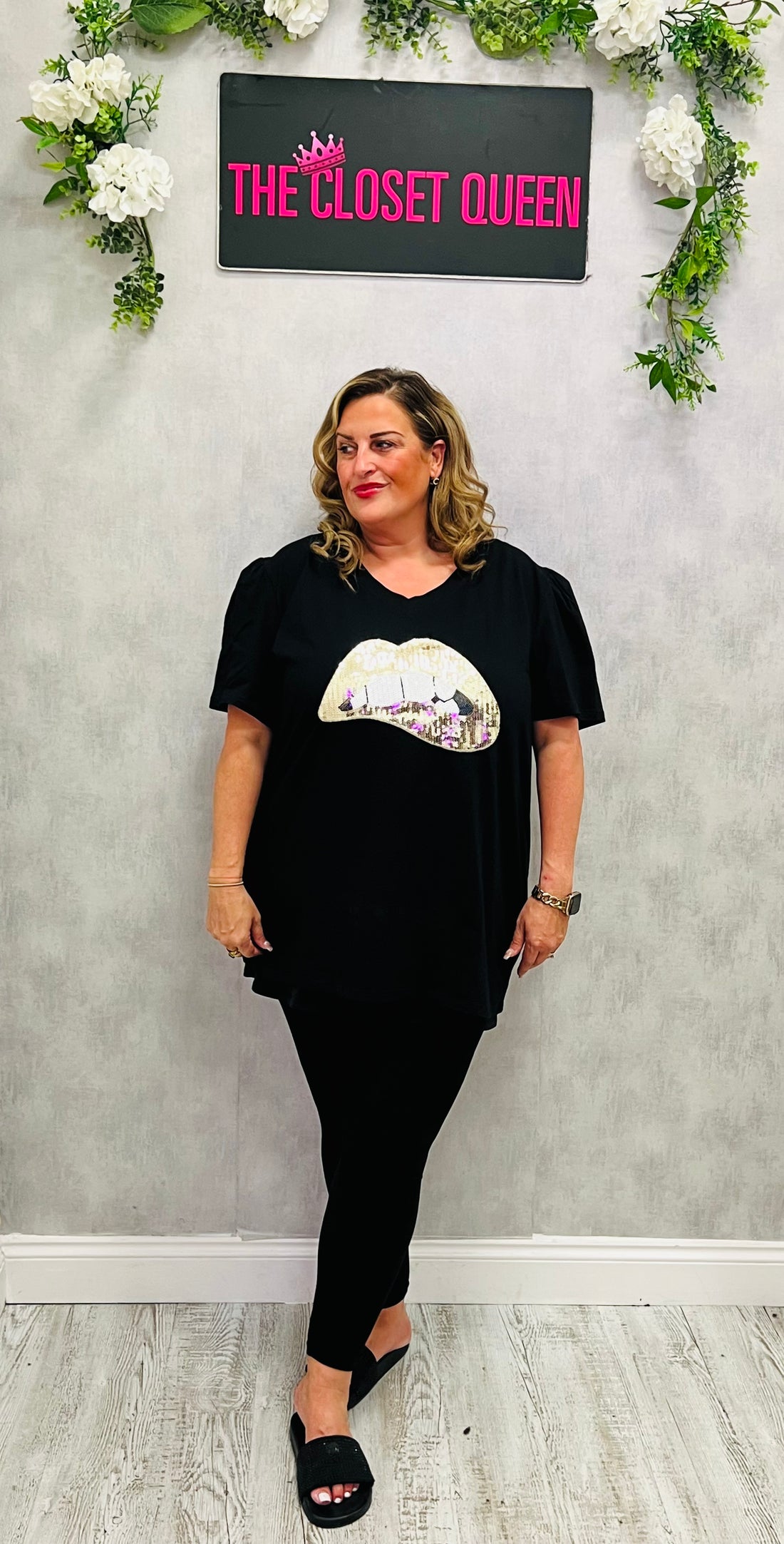 Mini Puff Sleeve T-Shirt Double Glitzy Lip