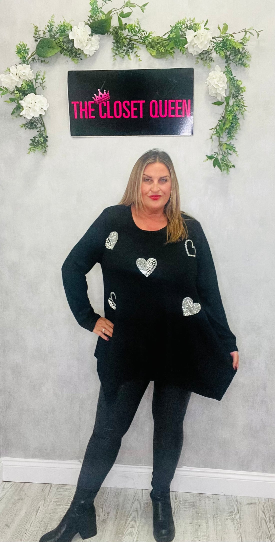 Pearly Heart Glitz Fine Knit Top