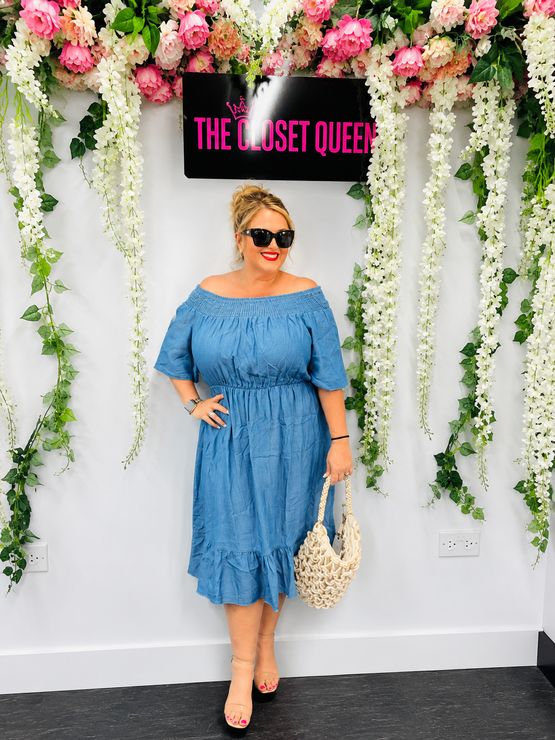 Sheered Sinch Chambray Dress