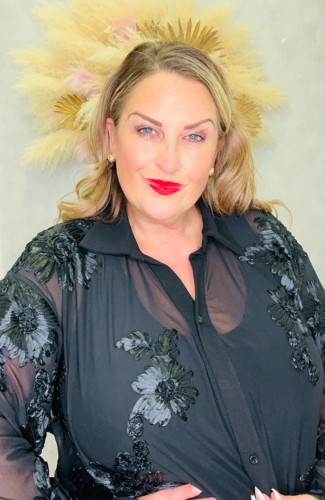 Embossed Flower Blouse