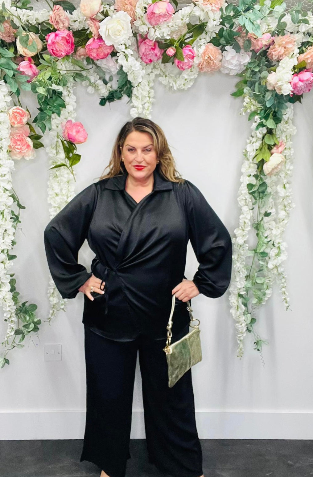 Satin Effect Tie Blouse