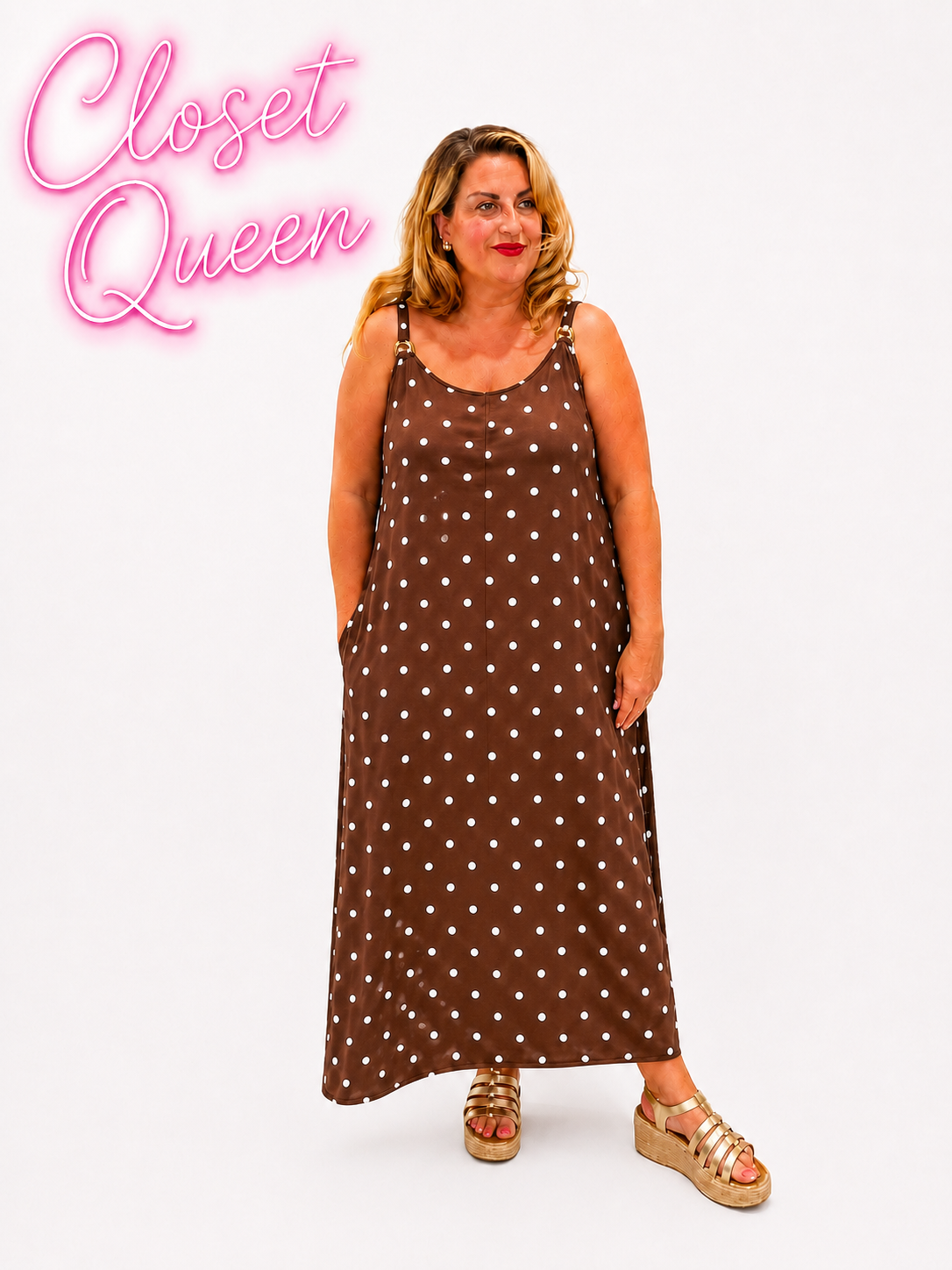 Gold Detail Polka Dot Dress