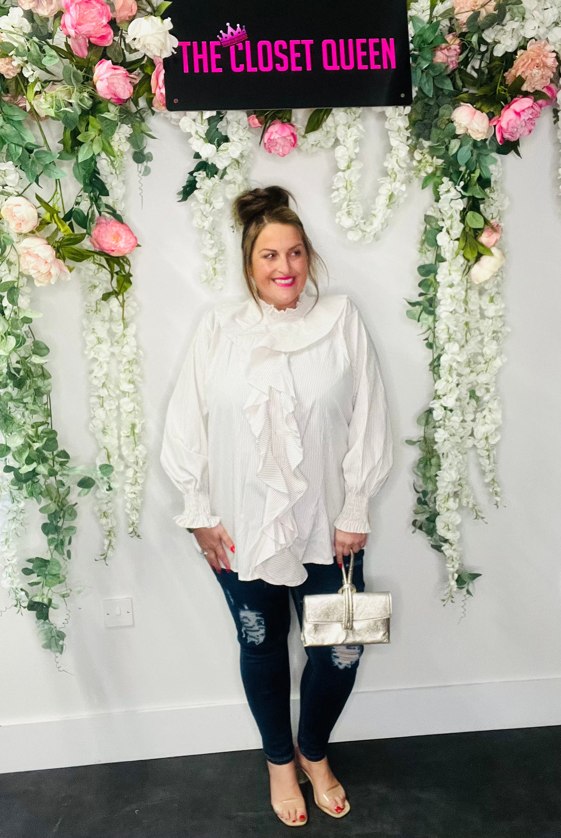 Tier Down Pinstripe Blouse