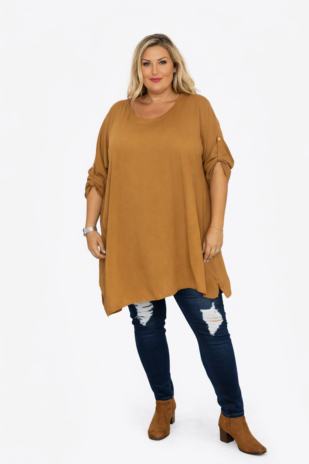Queenie Jeans Ripped Effect Blue