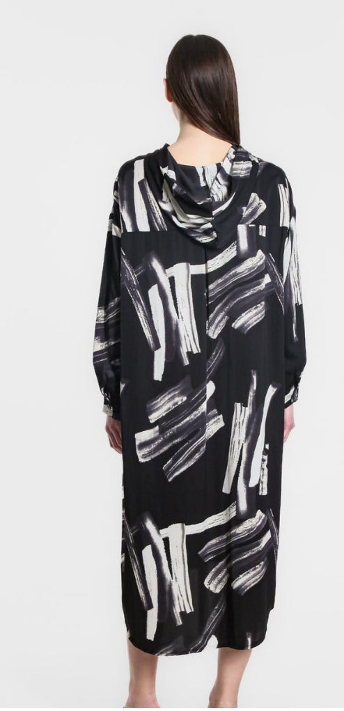 Oxtaby Hooded Dress Brush Print