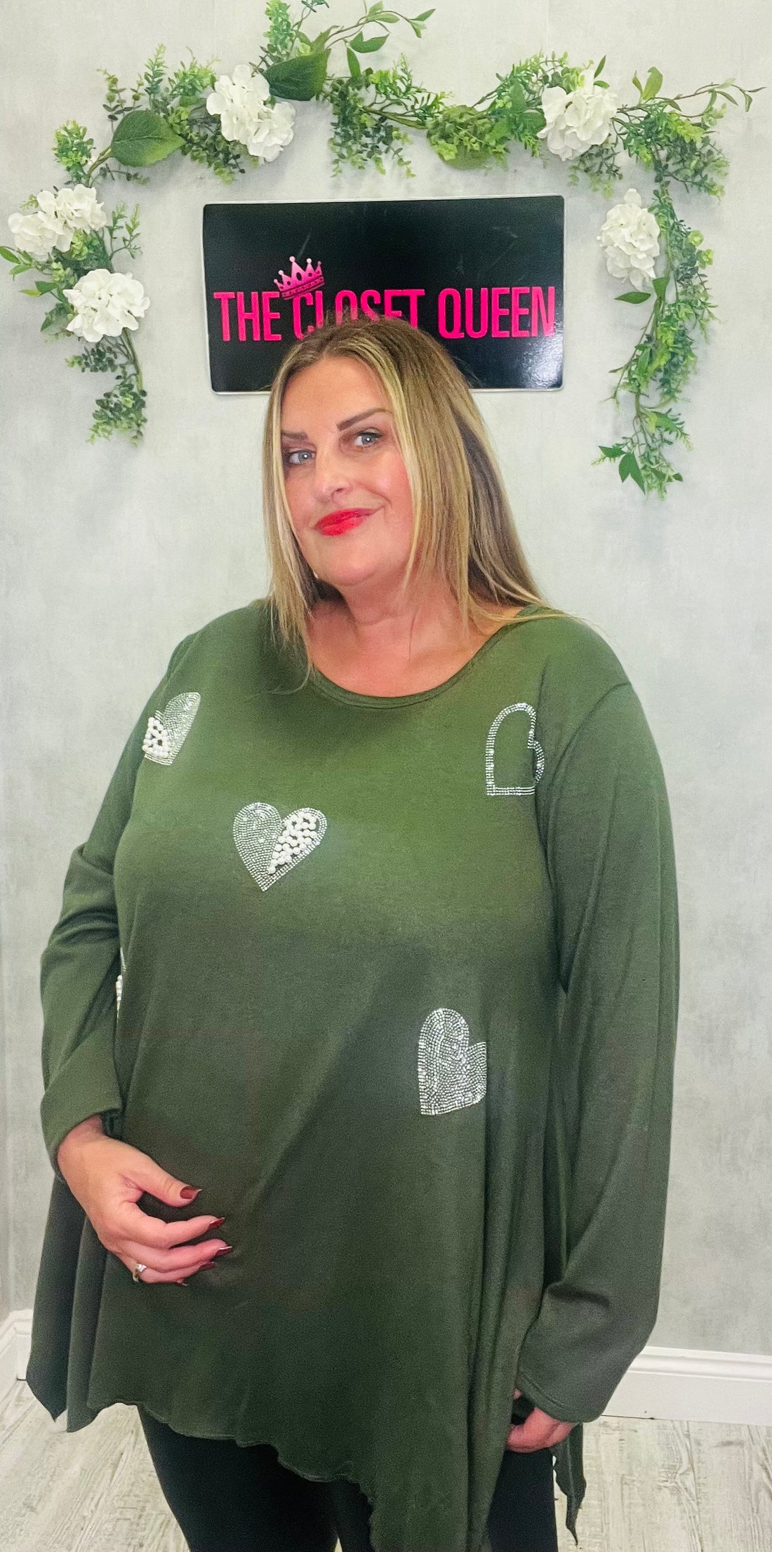 Pearly Heart Glitz Fine Knit Top