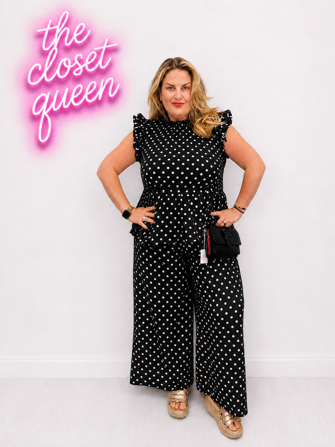 Sheered Peplum Top Polka Dot