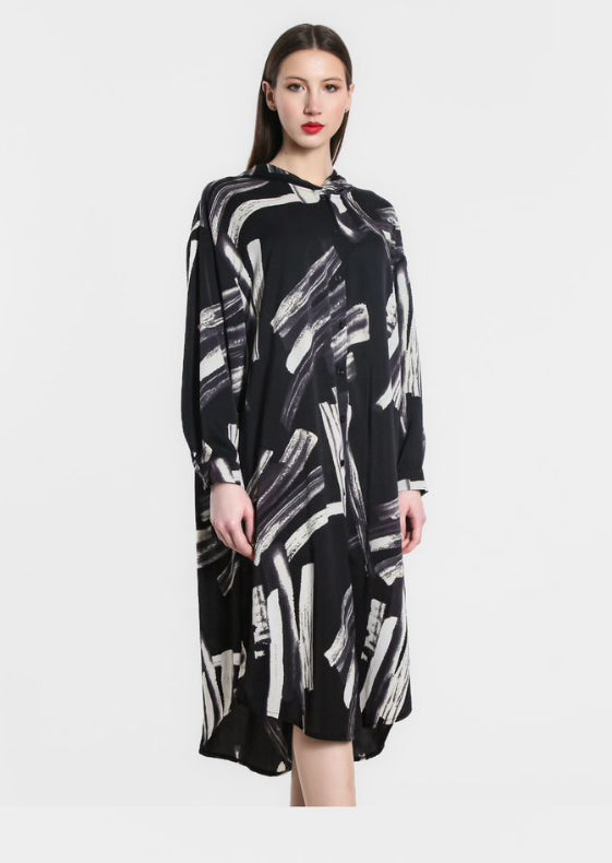 Oxtaby Hooded Dress Brush Print