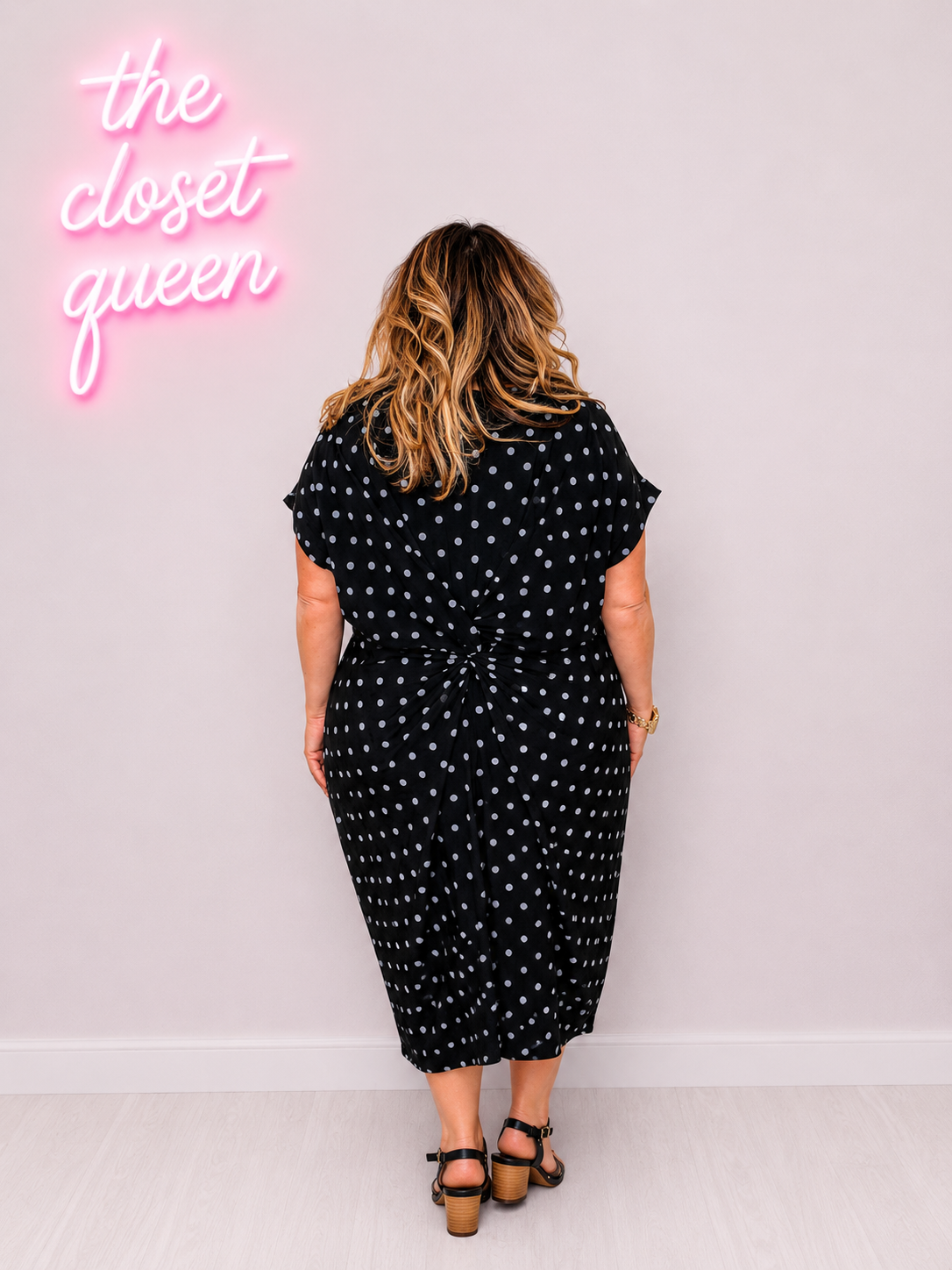 Twist Back Dress Polka Dot