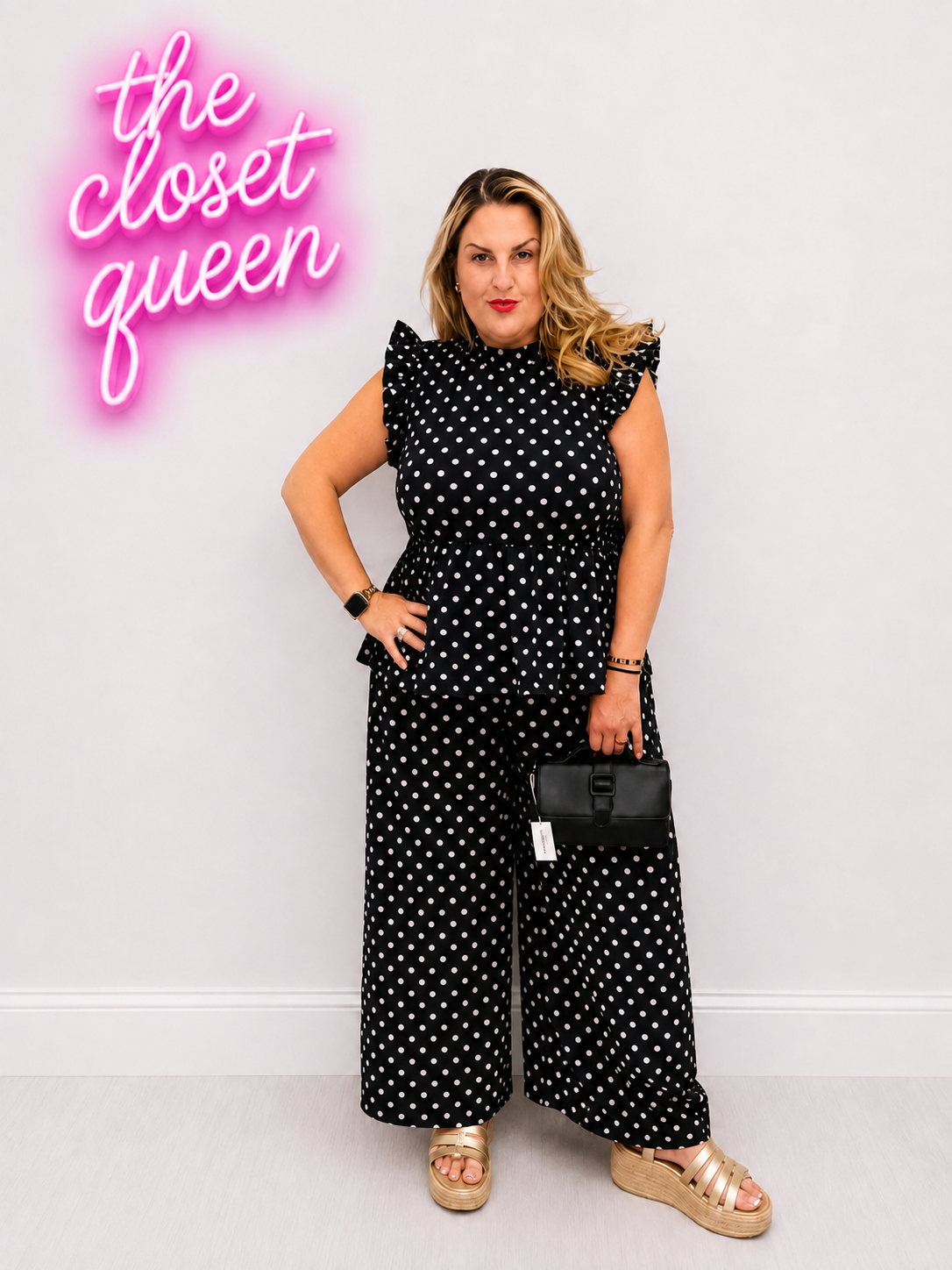 Sheered Peplum Top Polka Dot