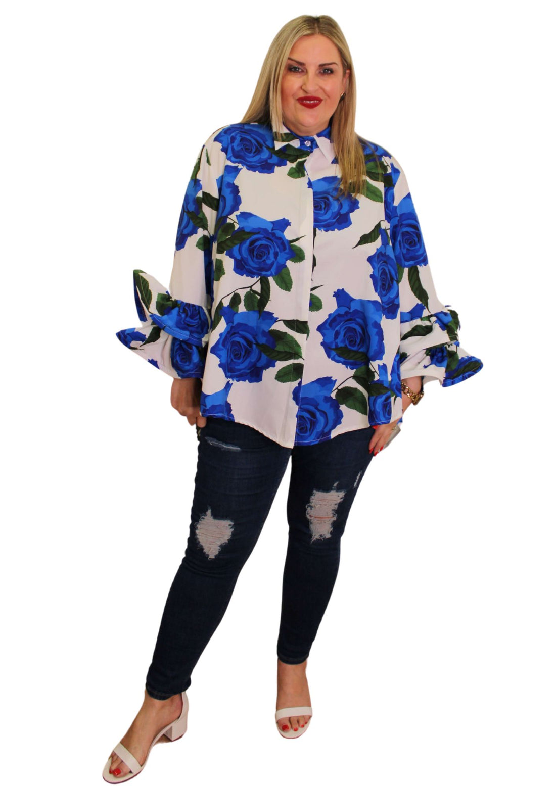 Rose Sleeve Shirt Rose Print