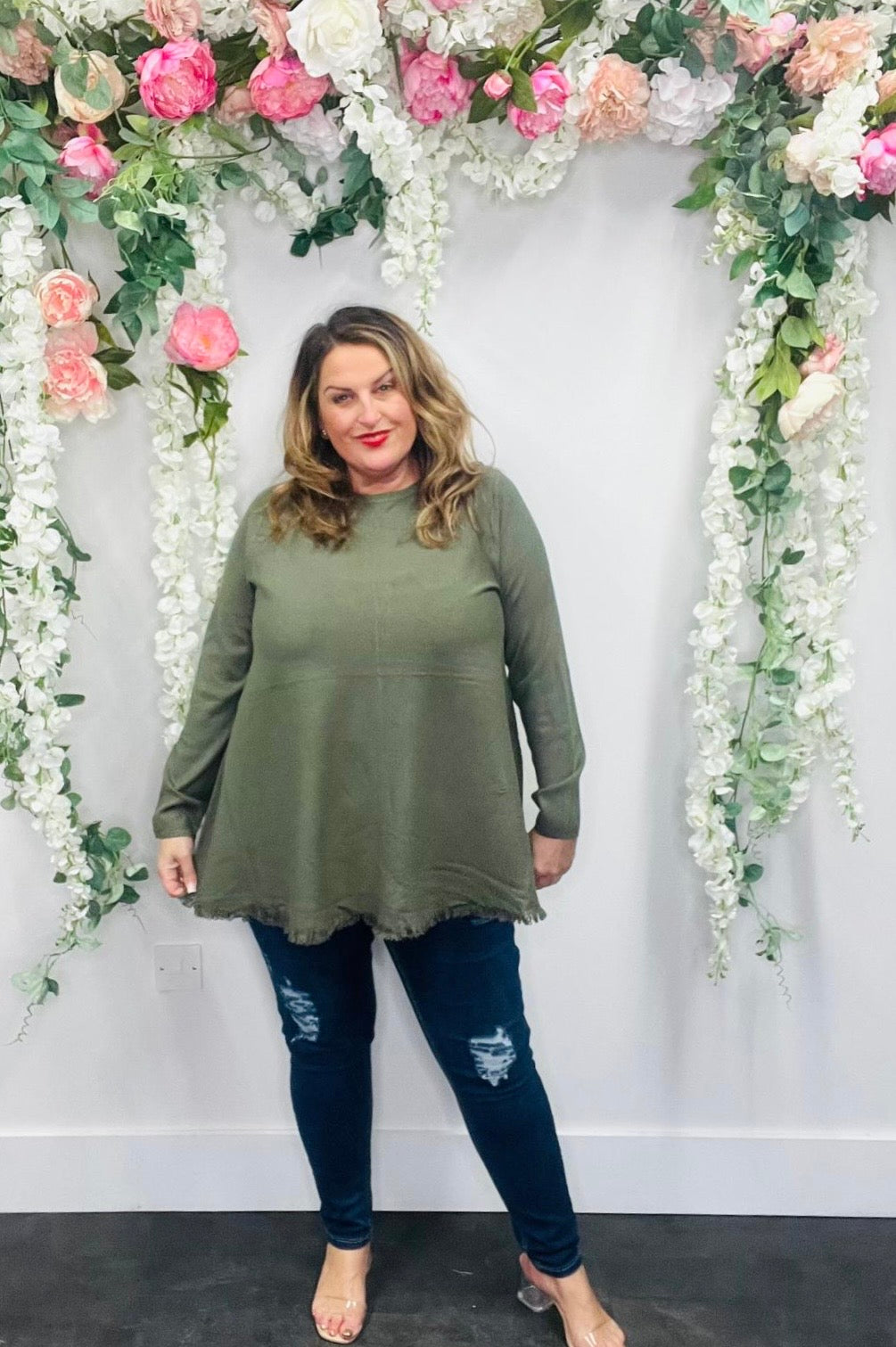 Fray Bottom A-Line Jumper