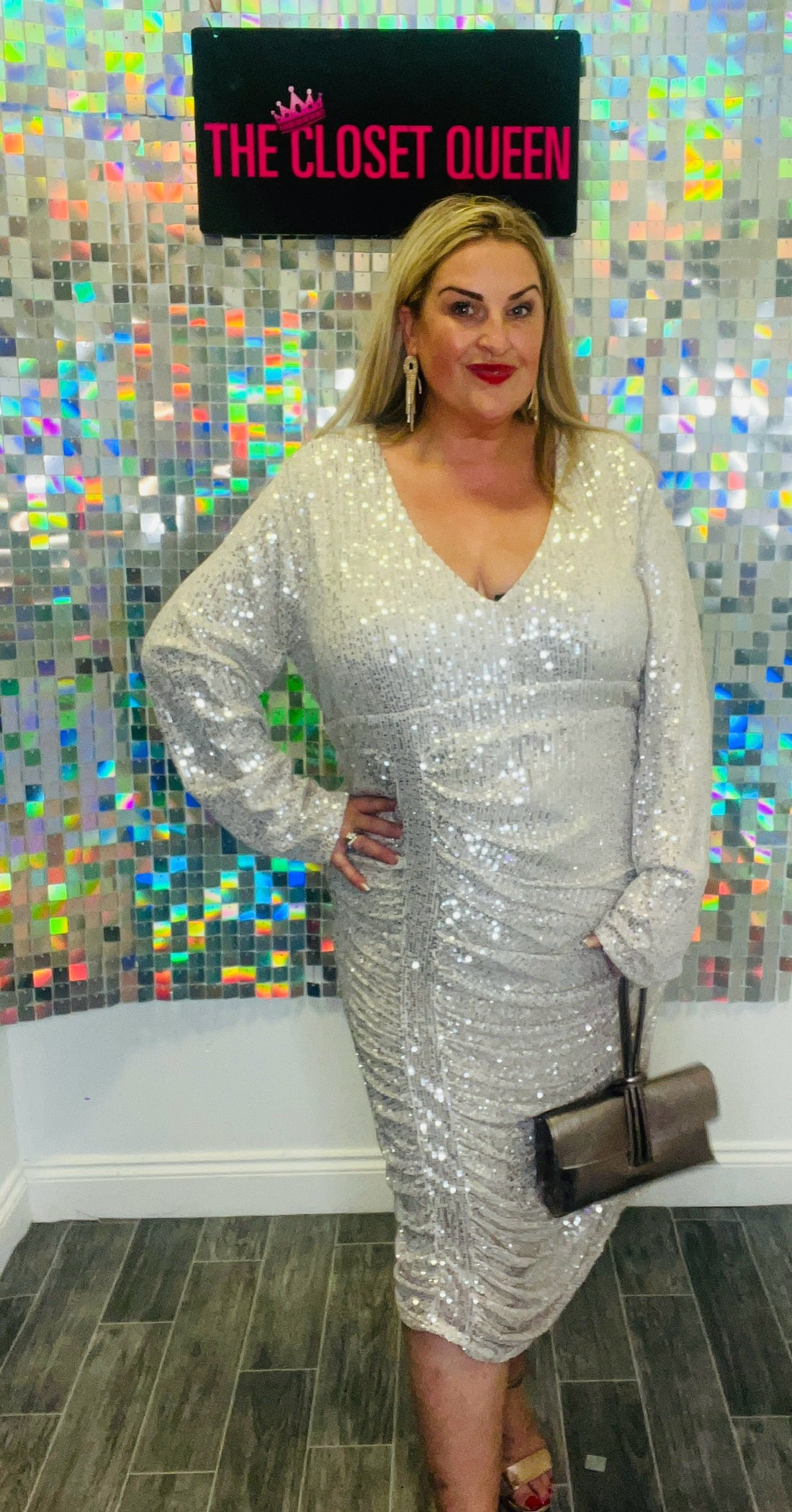 Front Drape Sequin Dress