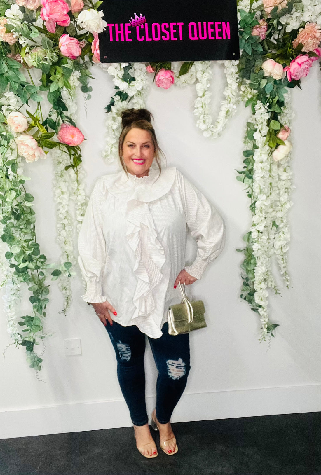 Tier Down Pinstripe Blouse