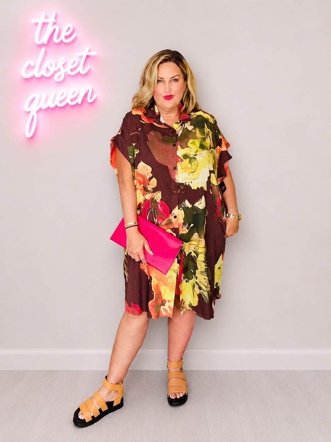Turn Up Sleeve Shirt Dress by FLY – Plus Size Printed Shirt Dress (14–22/24)