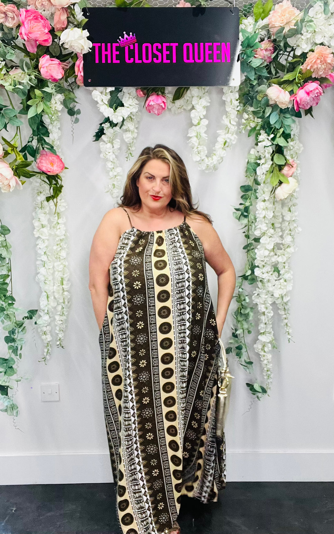 String Maxi Sundress Coin Print