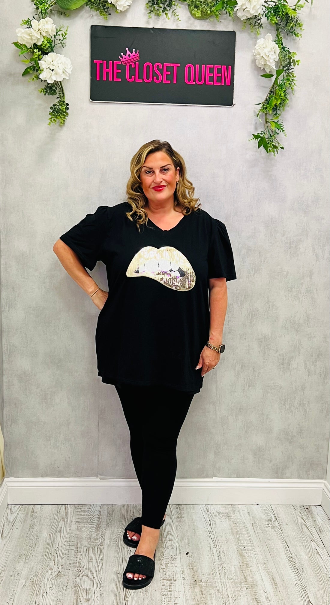Mini Puff Sleeve T-Shirt Double Glitzy Lip
