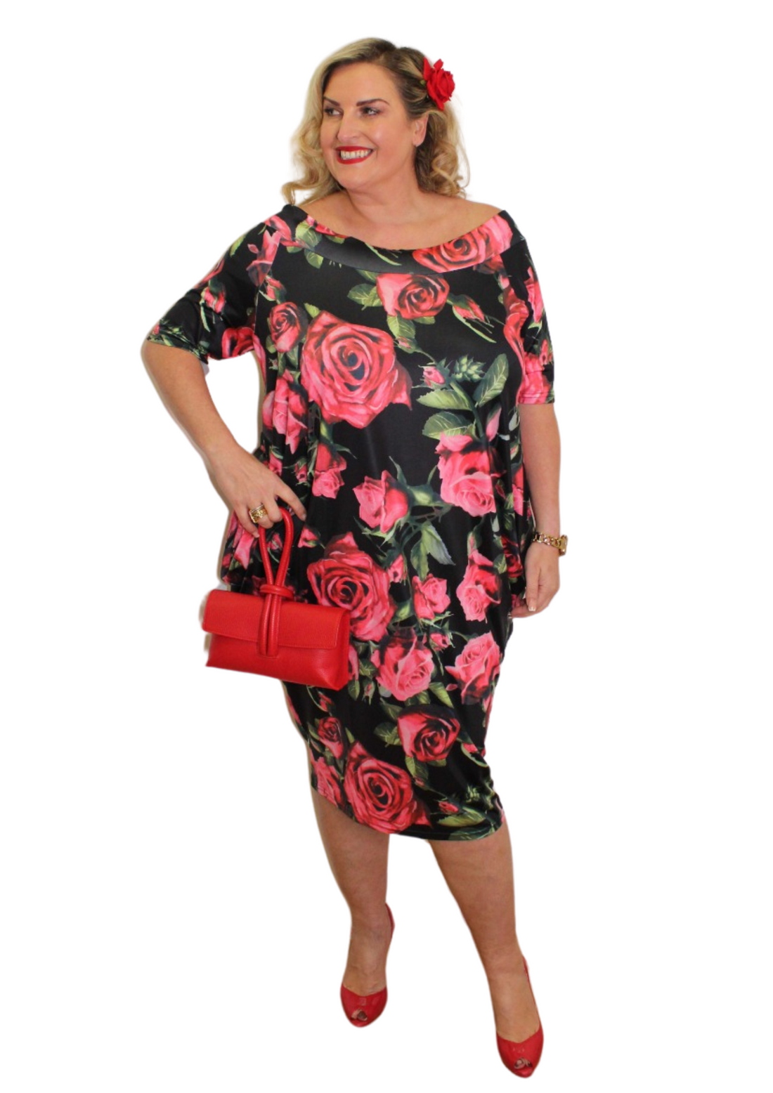 Queen Dress Premium Rose Print