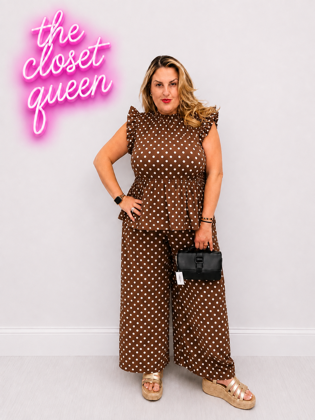 Sheered Peplum Top Polka Dot
