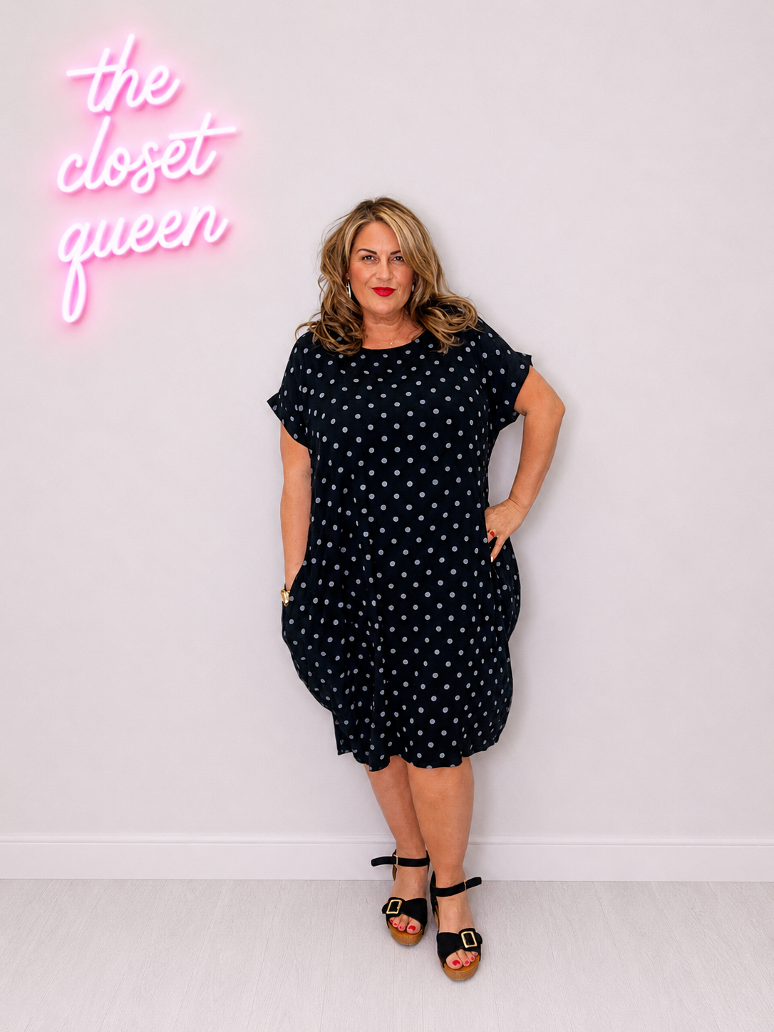 Twist Back Dress Polka Dot