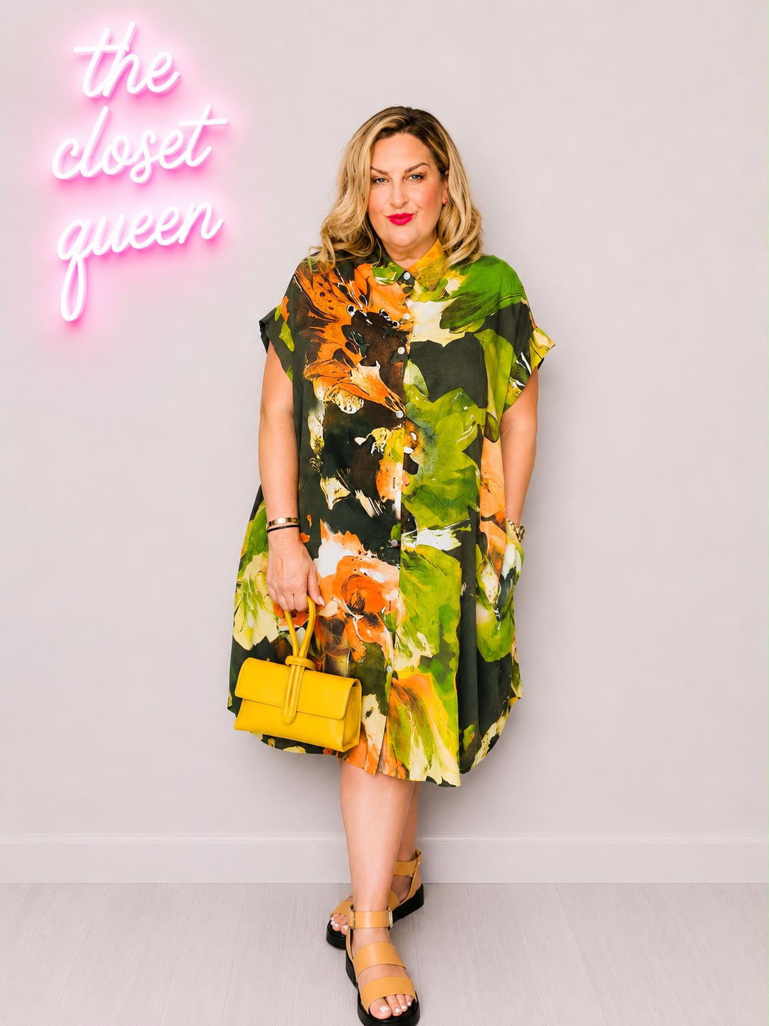 Turn Up Sleeve Shirt Dress by FLY – Plus Size Printed Shirt Dress (14–22/24)