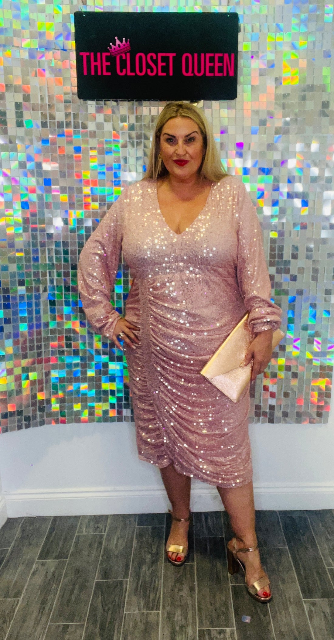 Front Drape Sequin Dress