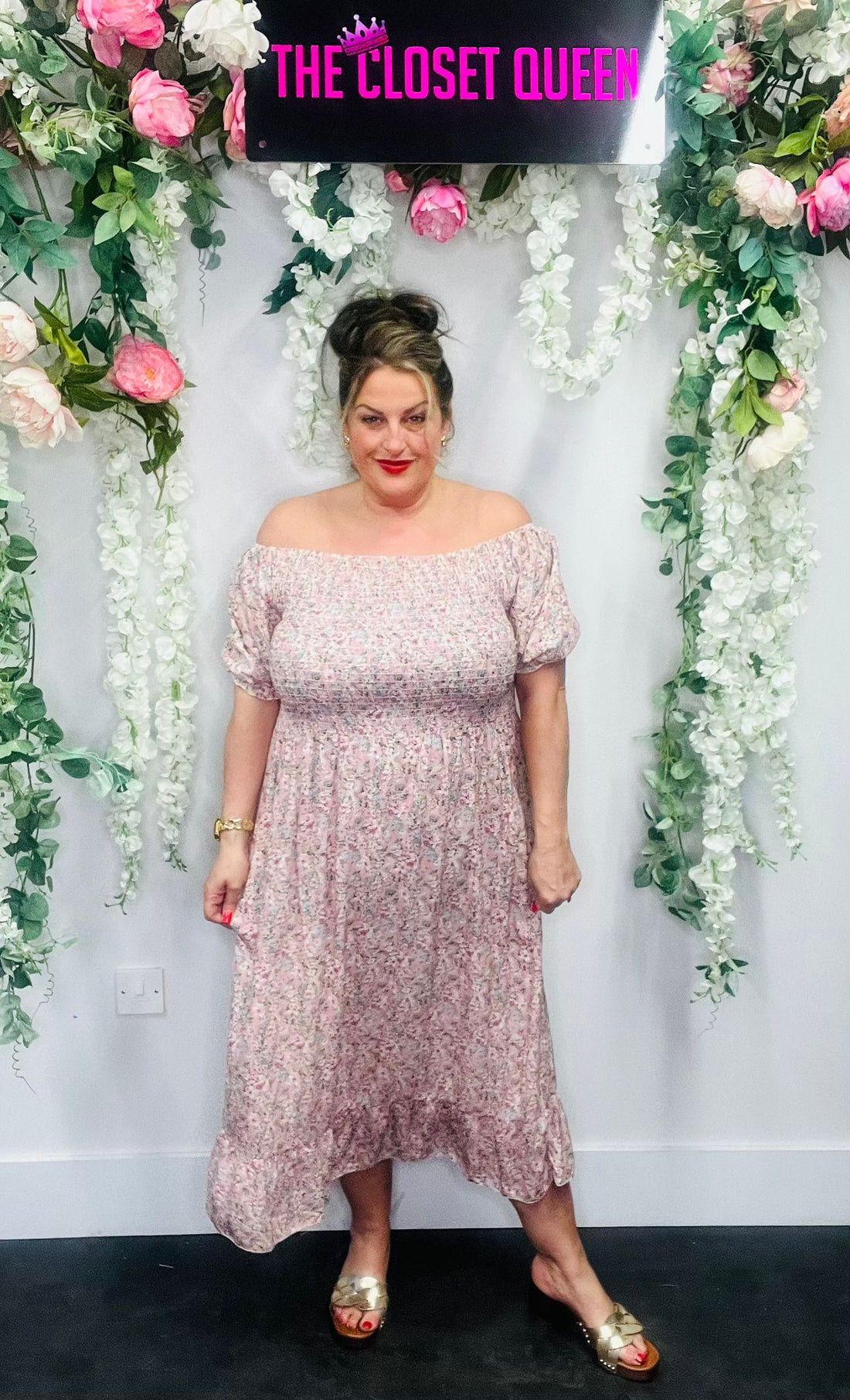 Ditsy Flower Sheer Panel Dress