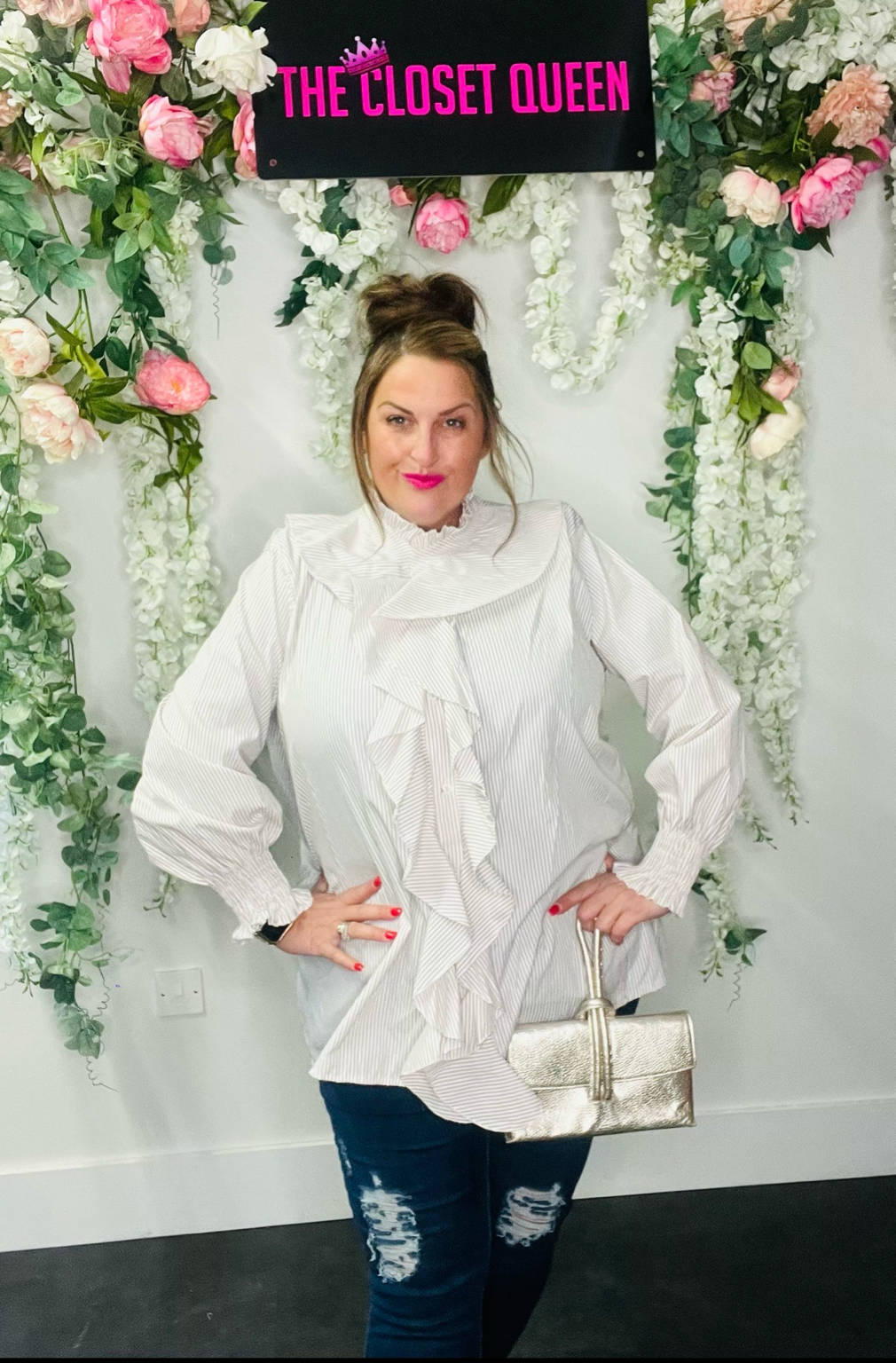 Tier Down Pinstripe Blouse