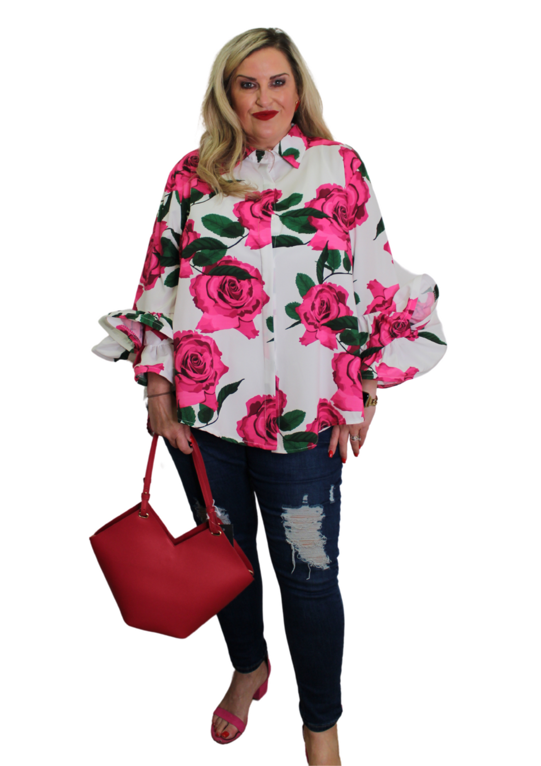 Rose Sleeve Shirt Rose Print