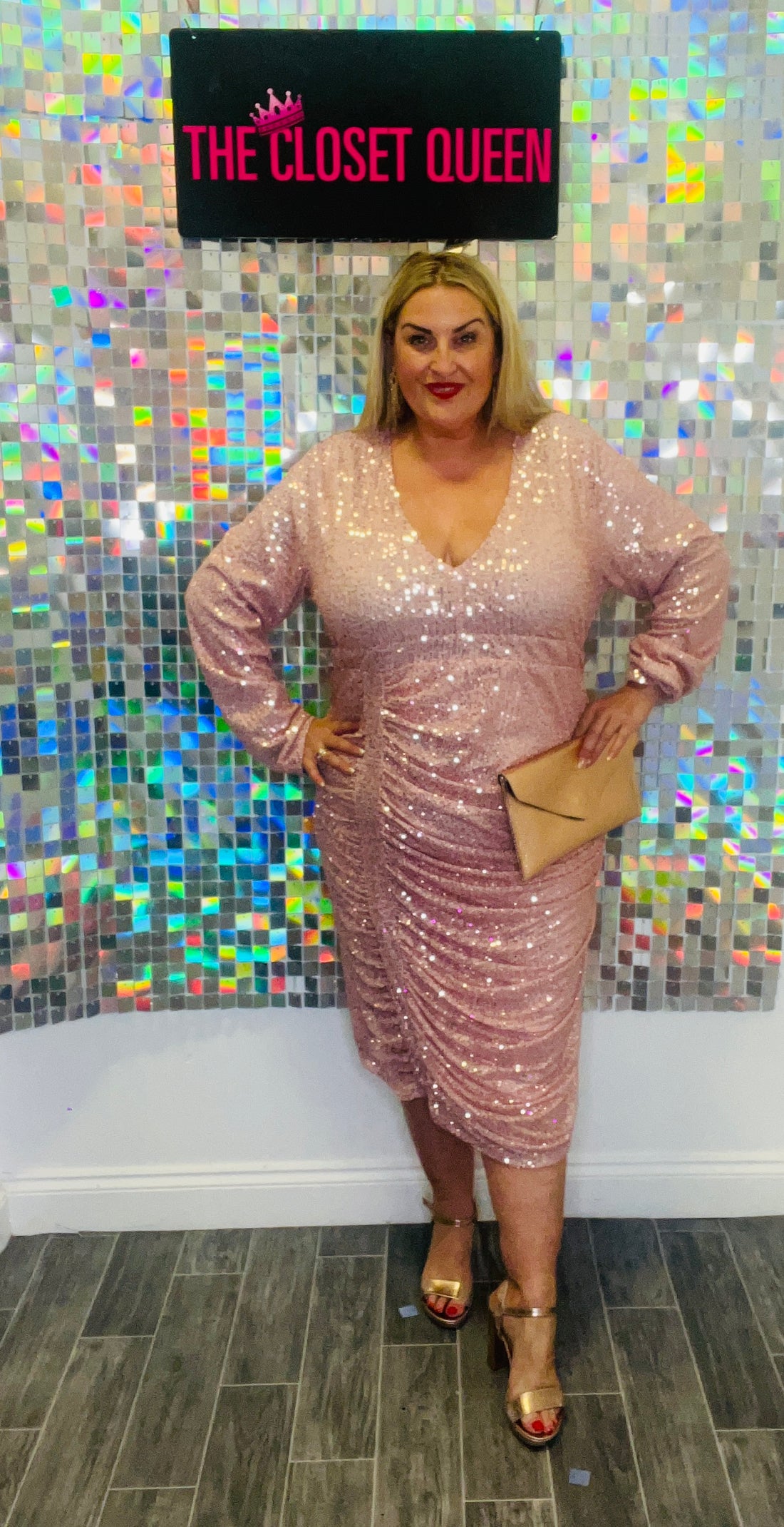 Front Drape Sequin Dress