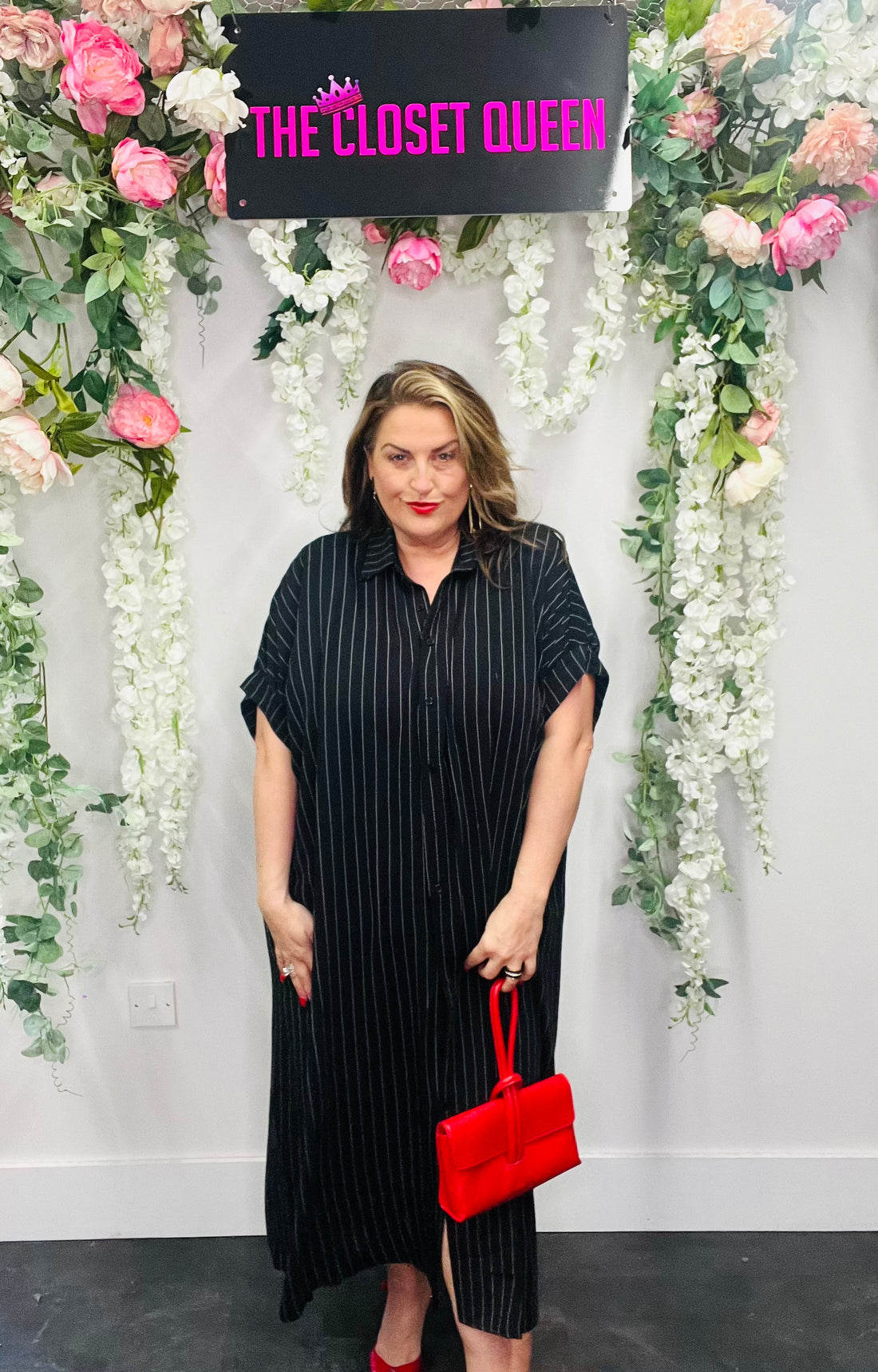 Pinstripe Maxi Shirt Dress