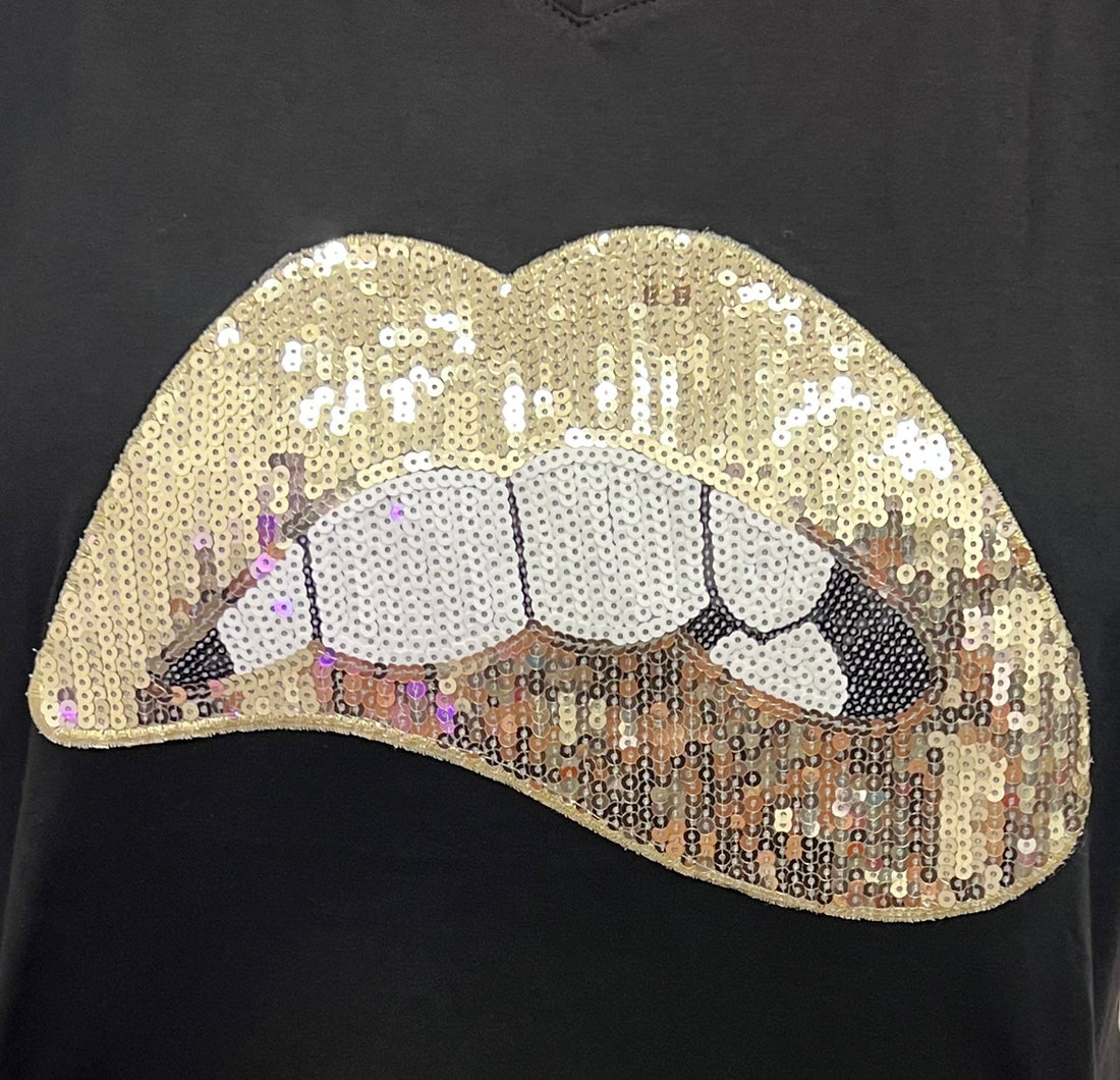 Mini Puff Sleeve T-Shirt Double Glitzy Lip