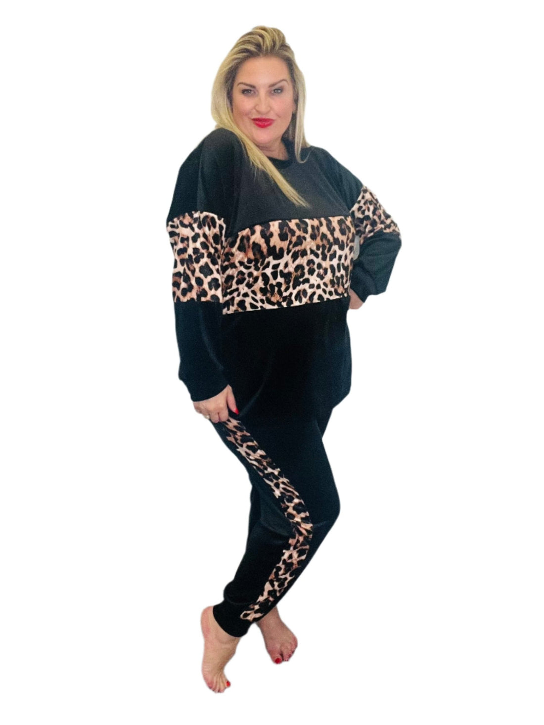 Animal Band Velour Tracksuit plus size black soft comfy look