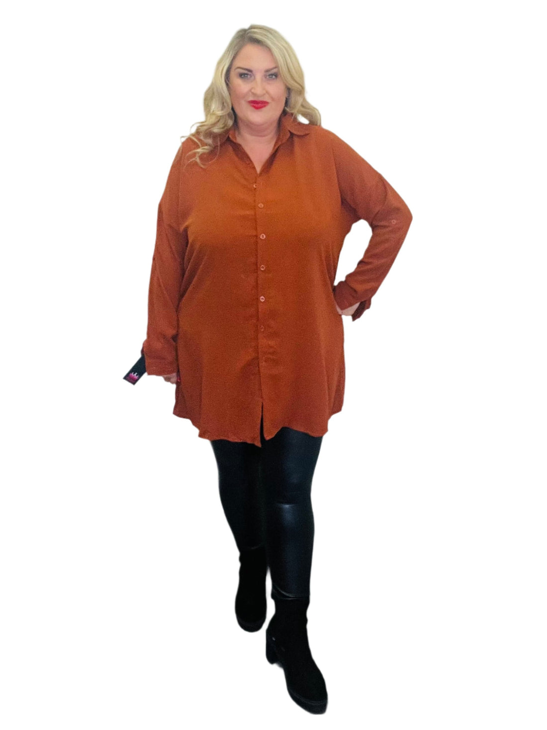 Atlantic shirt tan plus size collar  