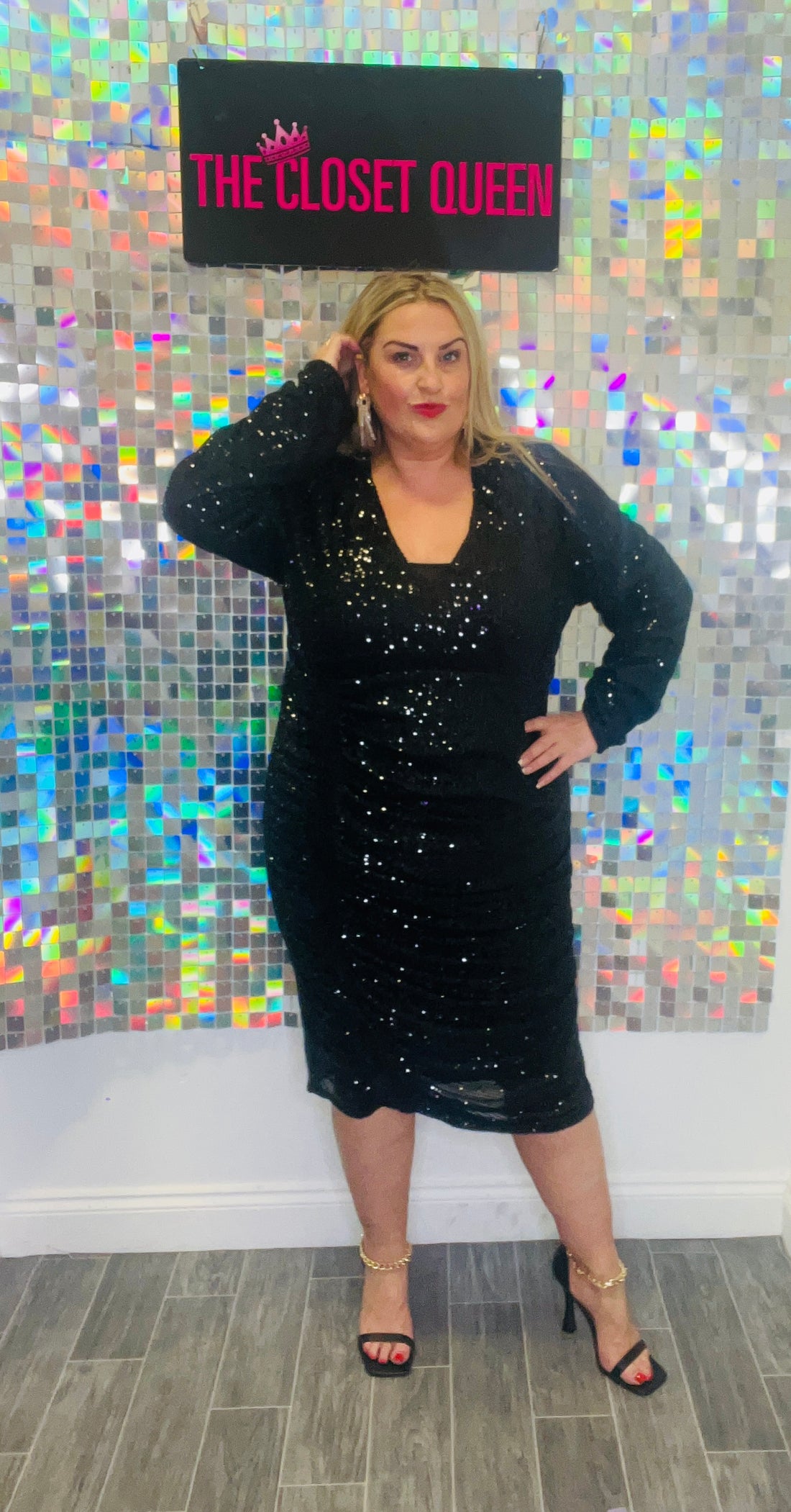 Front Drape Sequin Dress