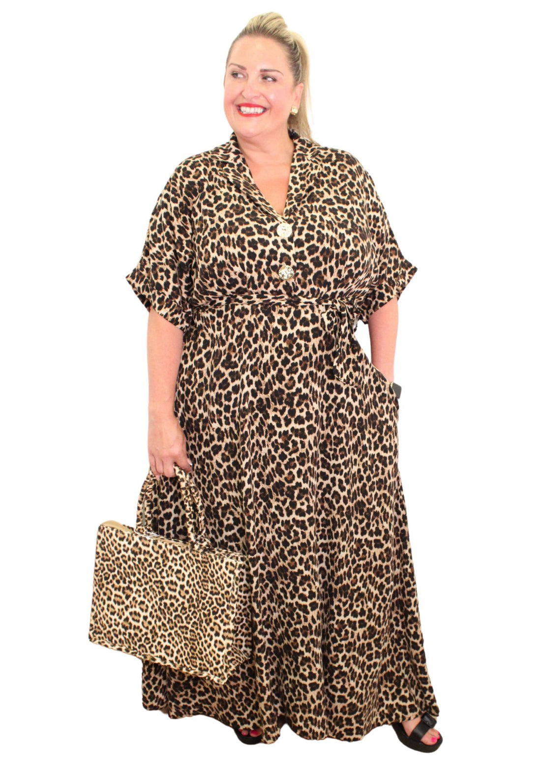Blazer Style Shirt Dress Leopard