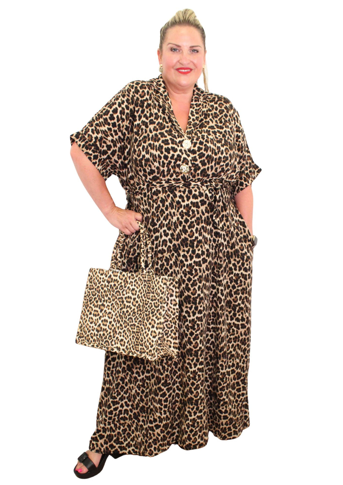 Blazer Style Shirt Dress Leopard