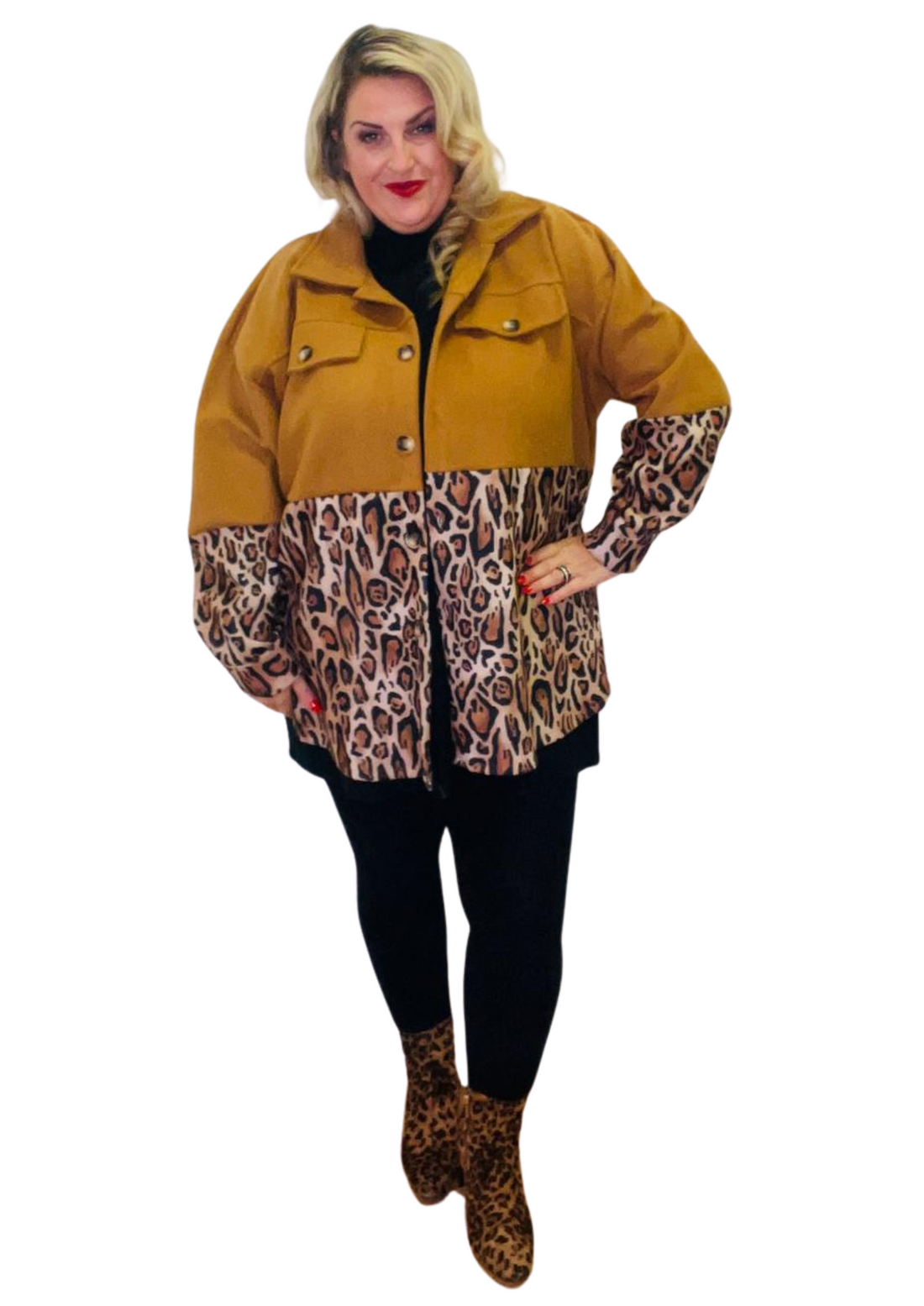 Bottom half animal shaket tan plus size curve day wear 