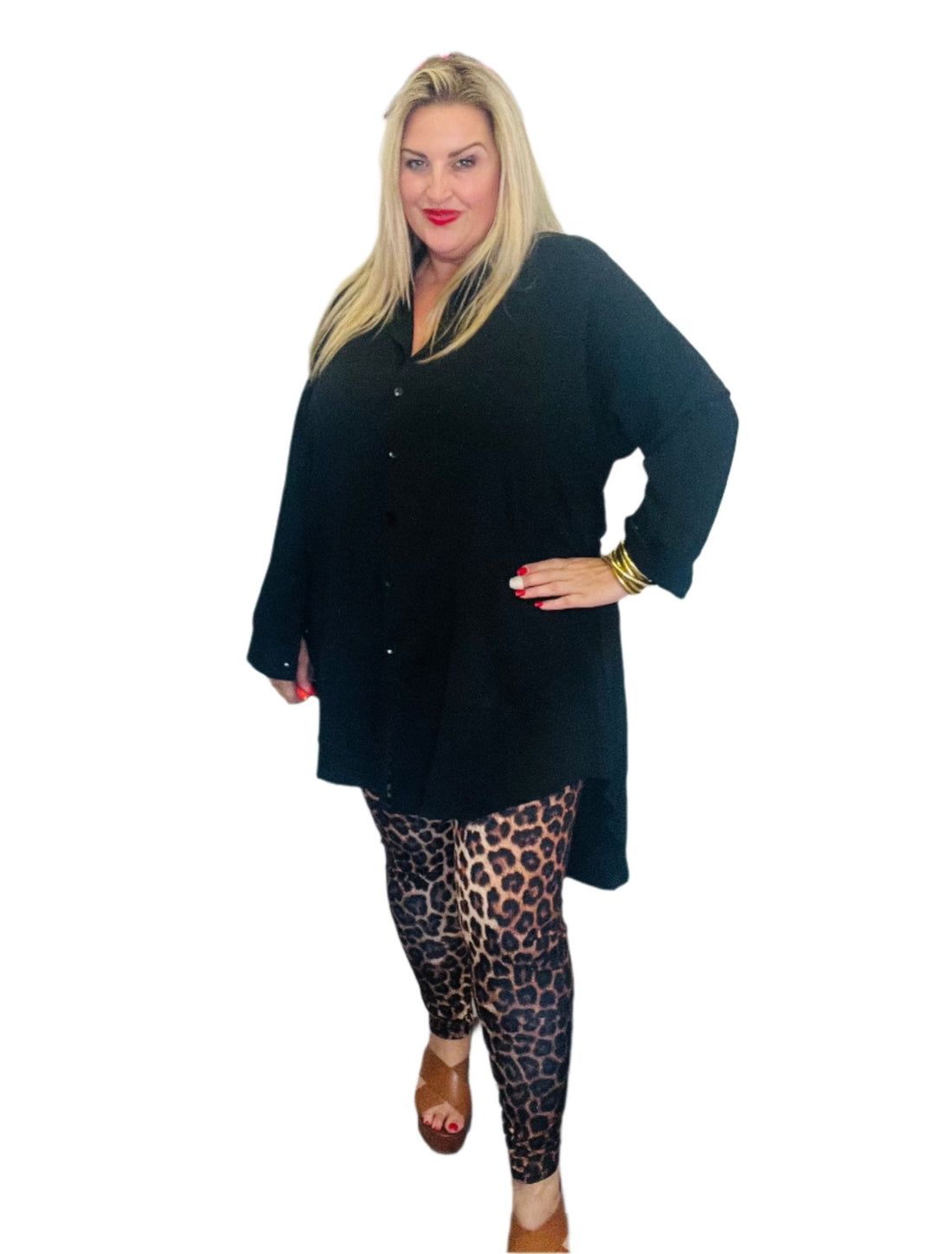 Branson Shirt Plain Ombre Animal print leggings plus size