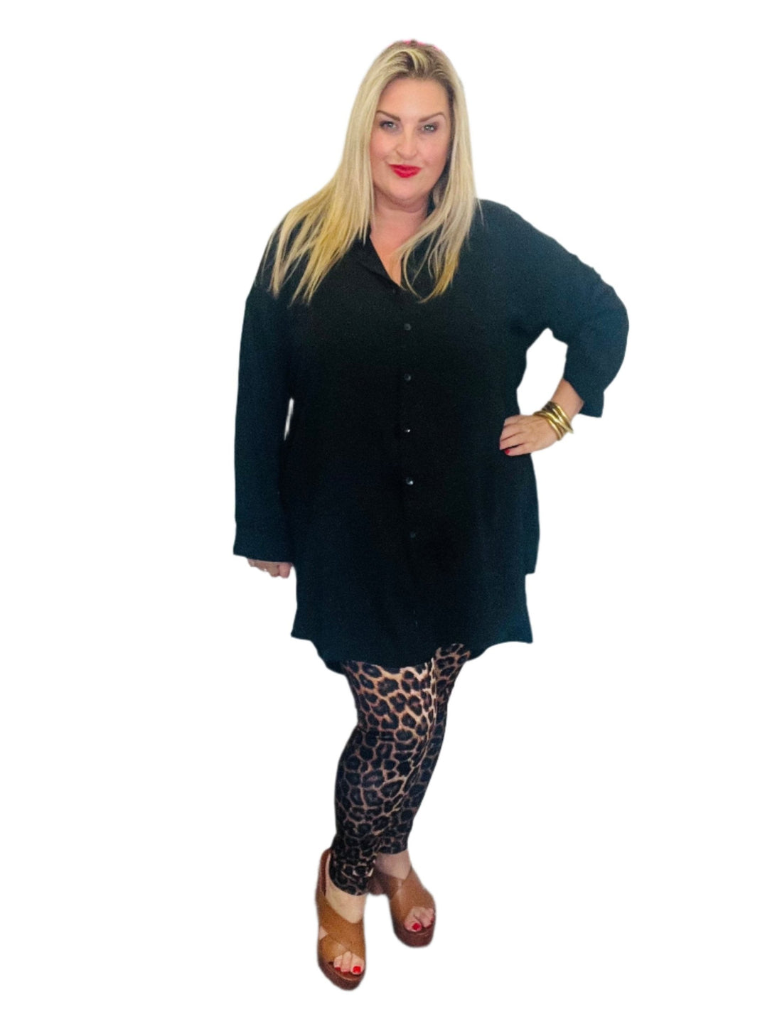 Branson Shirt Plain black Ombre Animal print leggings 