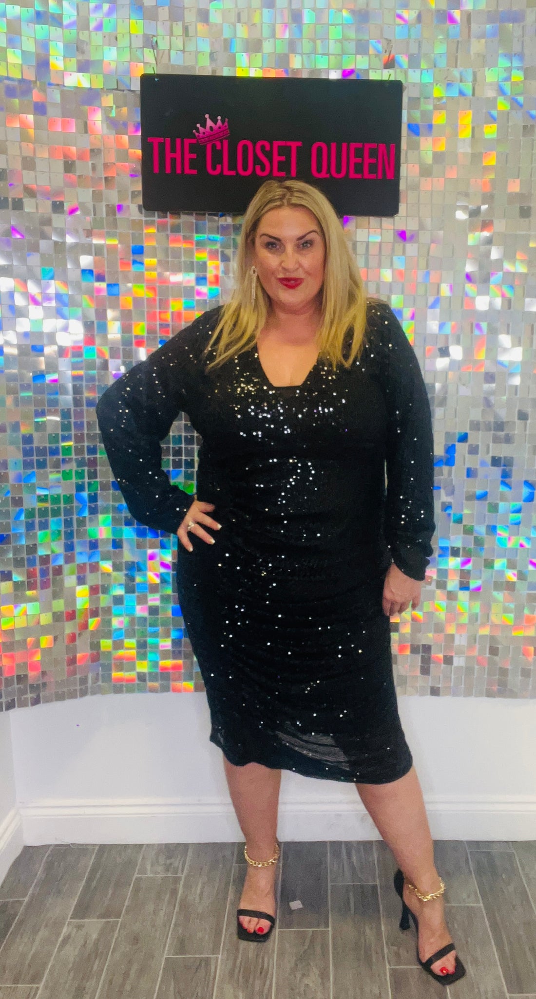 Front Drape Sequin Dress