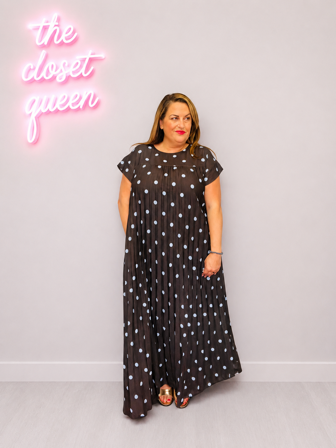 Full Pleat Dress Polka Dot