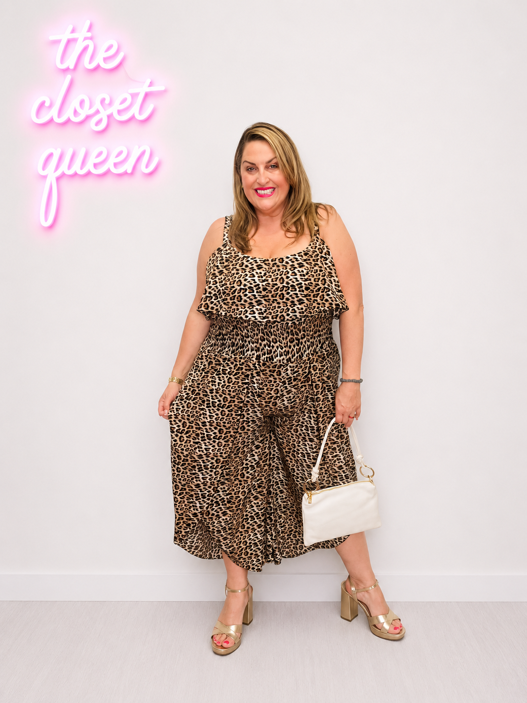 Slit Side Leg Jumpsuit Leopard Print