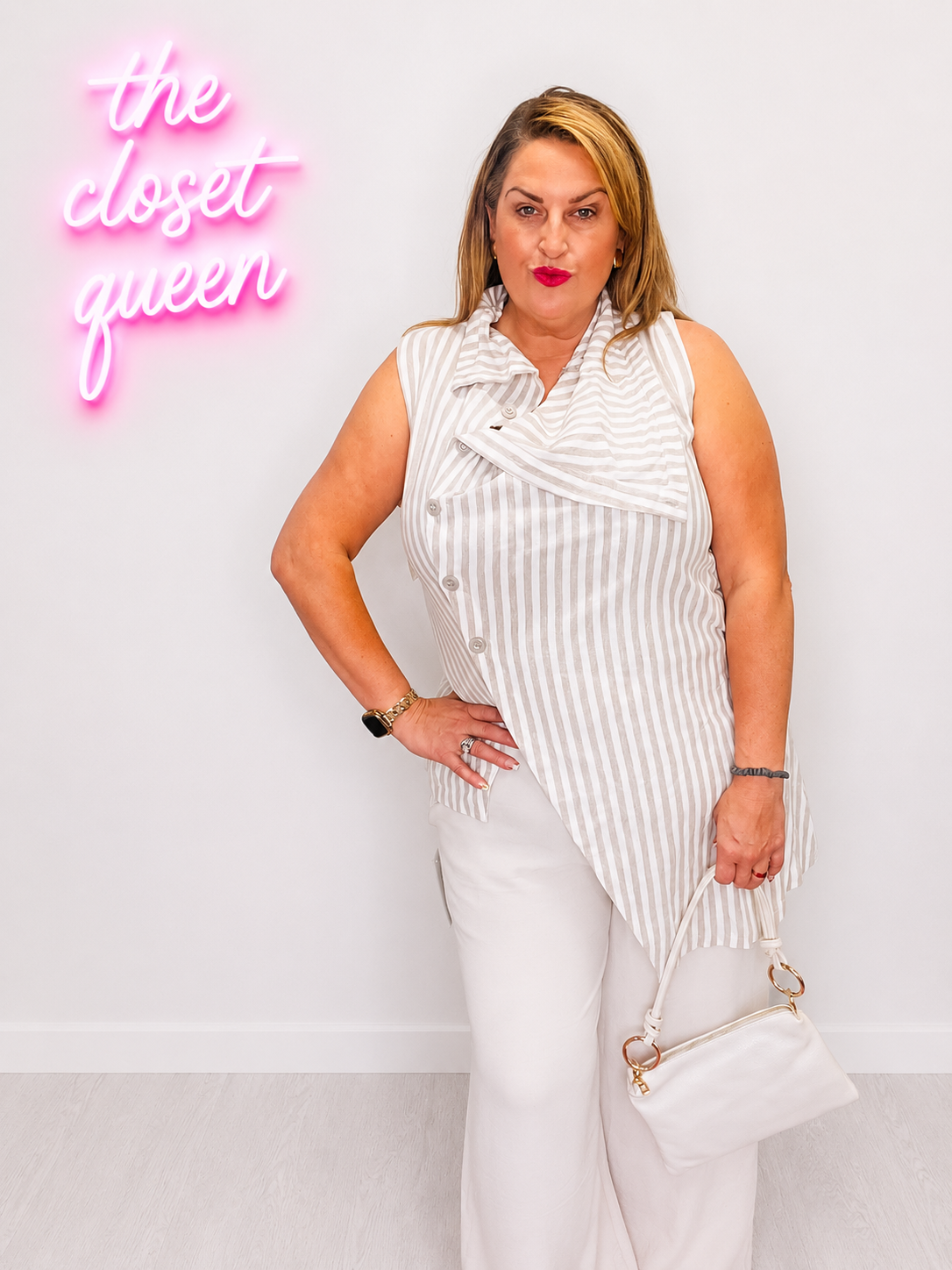 Asy Button Waistcoat Stripes