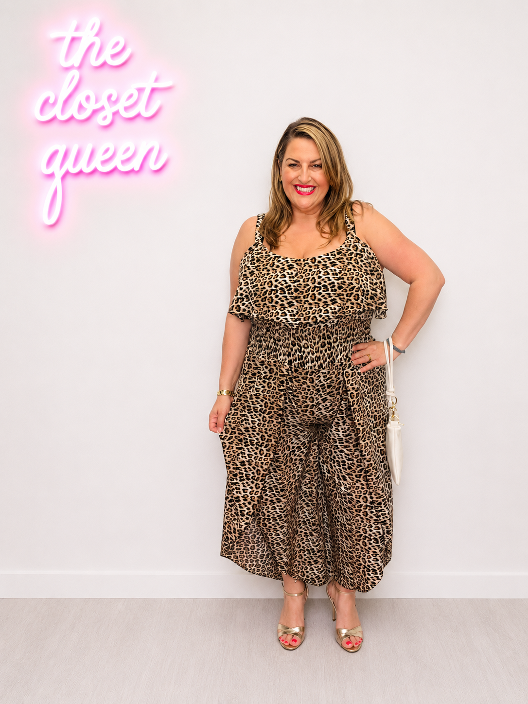Slit Side Leg Jumpsuit Leopard Print