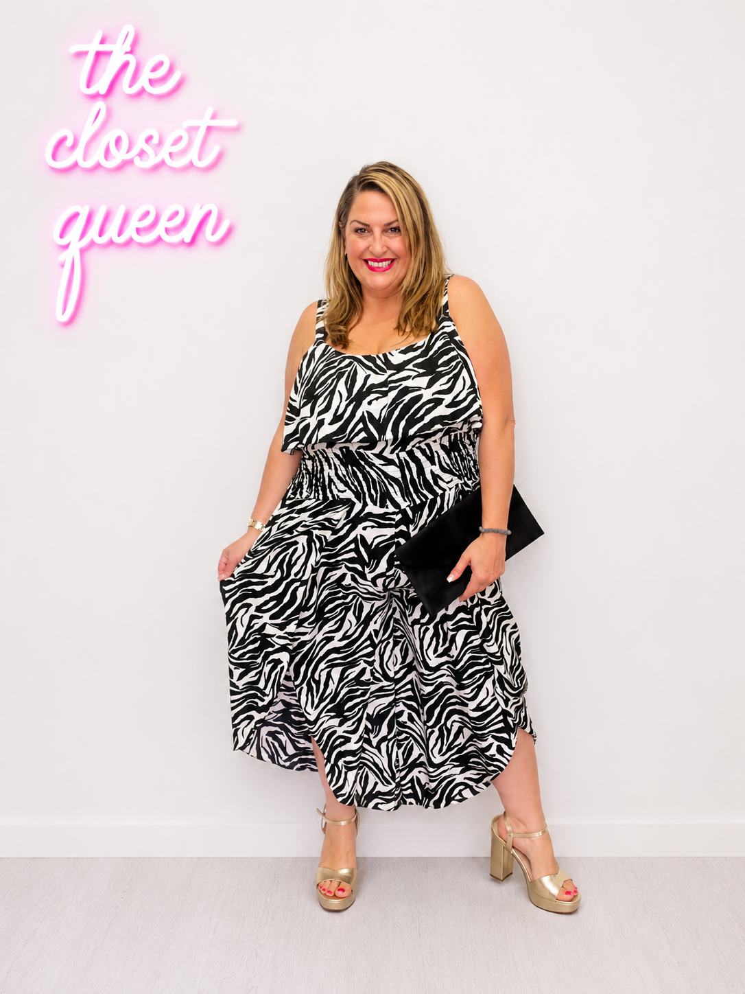 Slit Side Leg Jumpsuit Zebra Print