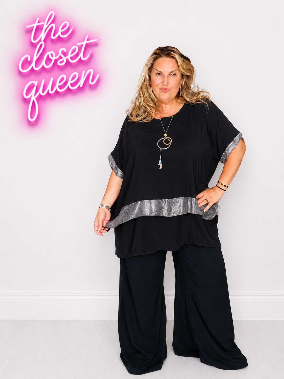 Metallic Strip Double Layer Top