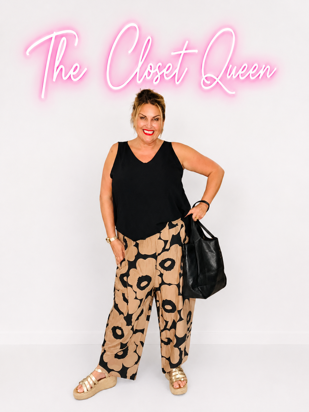 Curve Bottom Trousers Flower Print