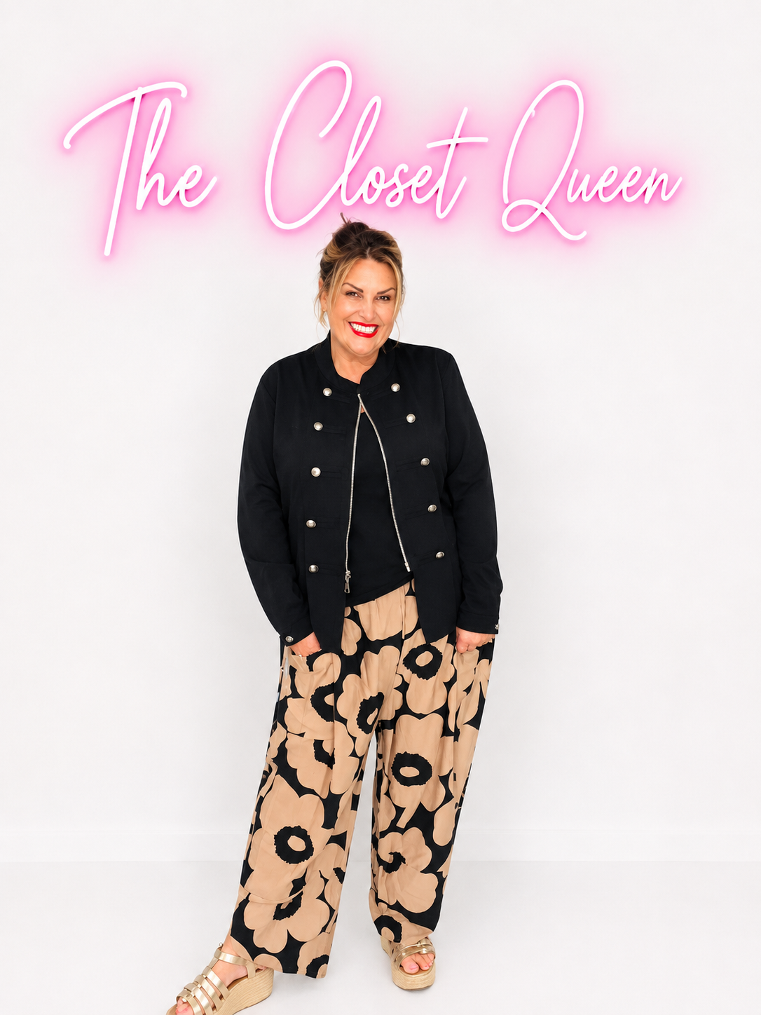 Curve Bottom Trousers Flower Print