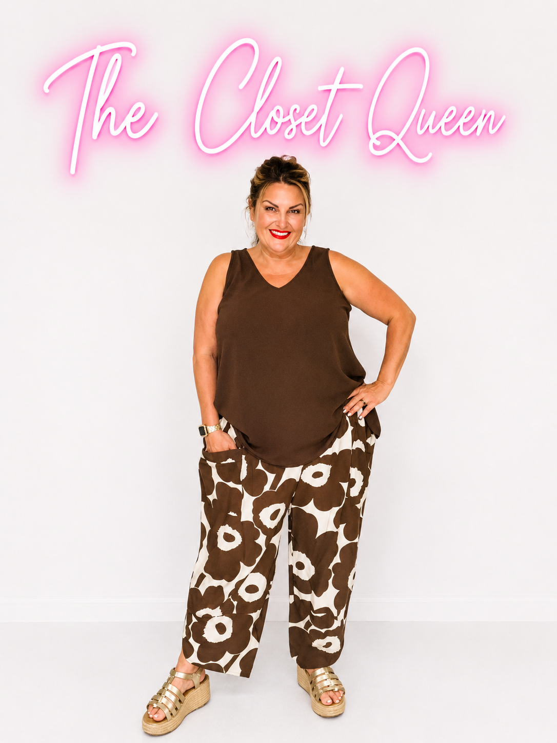 Curve Bottom Trousers Flower Print